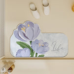 tapis bain caoutchouc antidérapant fleurs tulipe moderne rose violet life rapide absorbant