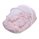 lit parapluie bébé moustiquaire intégrée matelas rembourré oreiller motif personnages ballons nuages tissu doux