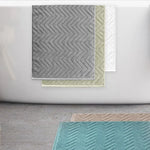 tapis bain coton antidérapant zigzag gris blanc vert moderne 40x60cm