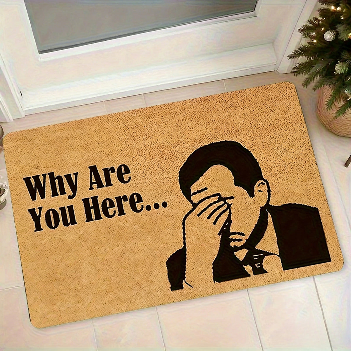tapis d'entrée moderne marron clair motif homme face cachée antidérapant résistant décoloration 40x60cm 50x80cm