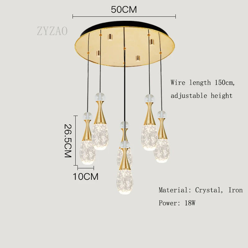 suspension lumineuse moderne cristal doré bubbles led chambre salon étincelante contemporain éclairageintérieur