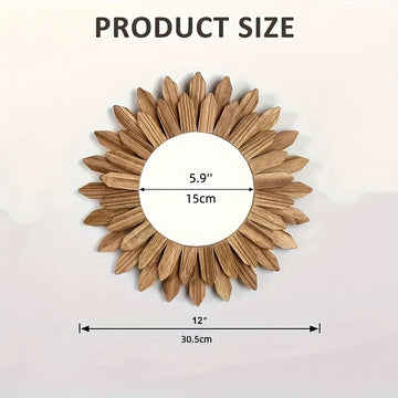 miroir mural bois naturel forme tournesol décoratif rustique chambre salon