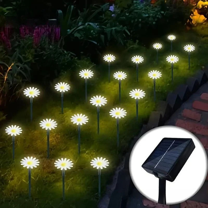décoration extérieure solaire fleur led moderne blanc jaune ip65 résistante modes