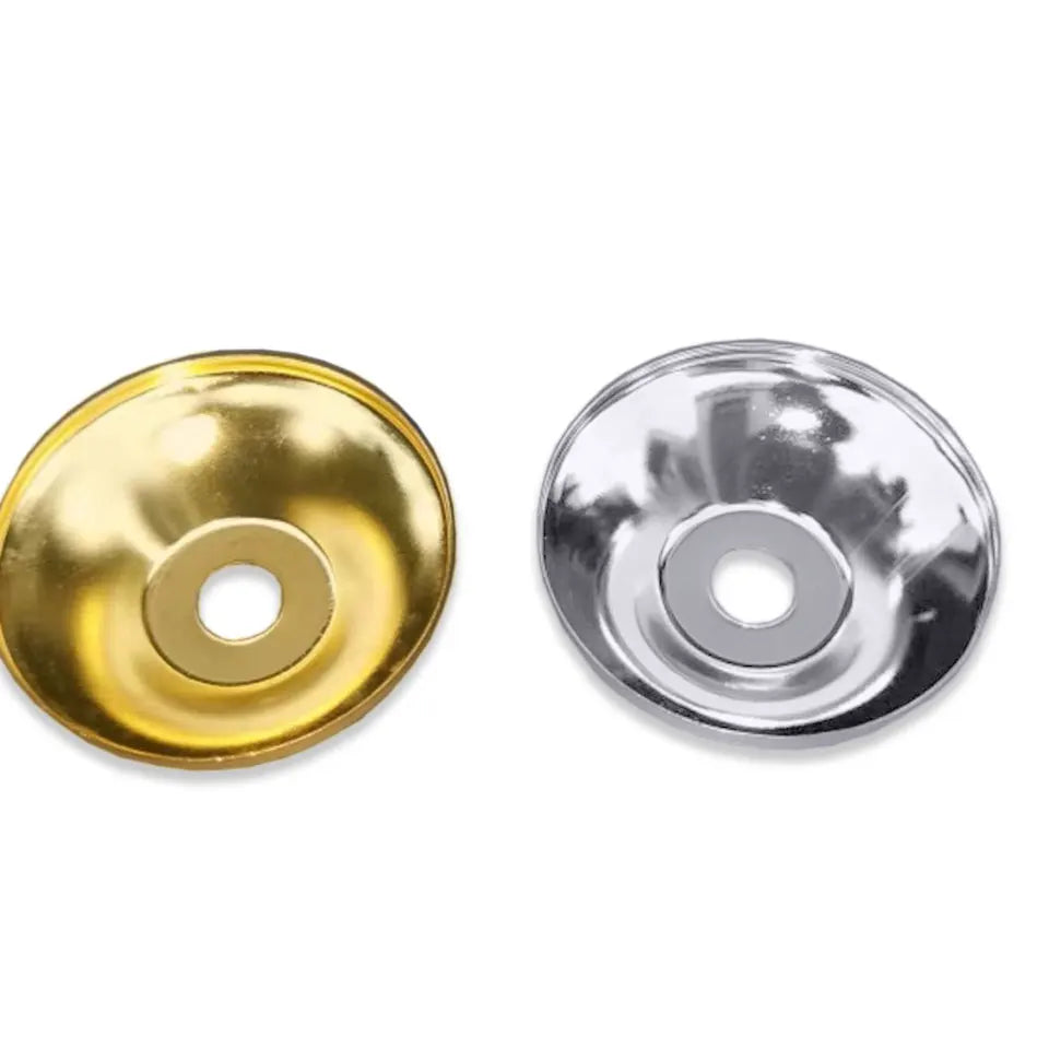 boutons argentés dorés modernes 50mm diamètre 14mm hauteur lisses opaques fixations