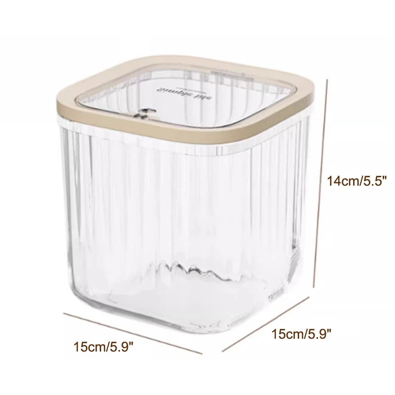 bac glace transparent moderne rayures verticales rangement 15x15x8.3 cm