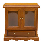 meuble miniature armoire verre transparent classique porte tiroir pieds sculptés blanc marron clair finition