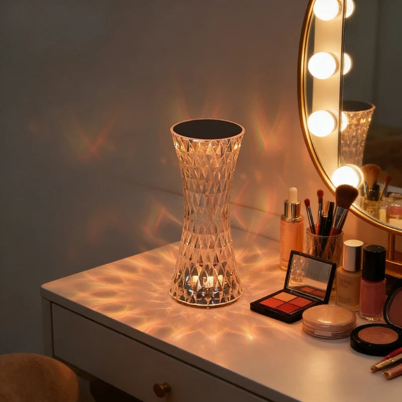 lampe décorative transparente diamant moderne commande tactile ambiancé romantique chambre chevet