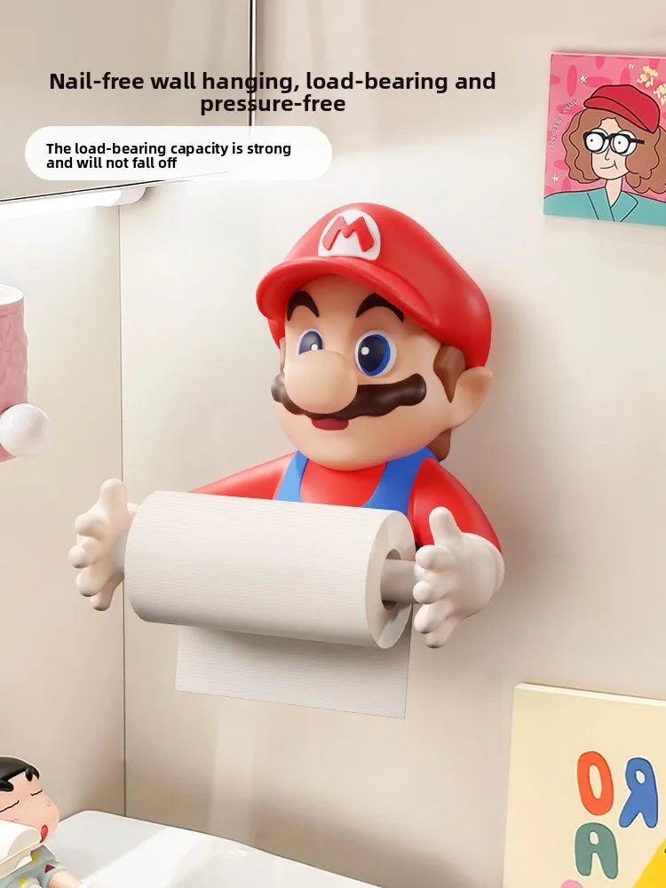 porte rouleau papier toilette mario dessin animé cartoon decoration murale résine adhésif ludique salle