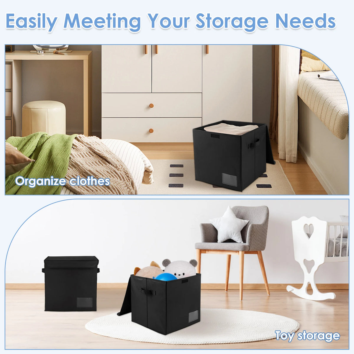 boîtes rangement vinyles moderne 33cm pièces noir poignées fermeture scratch respectueux environnement