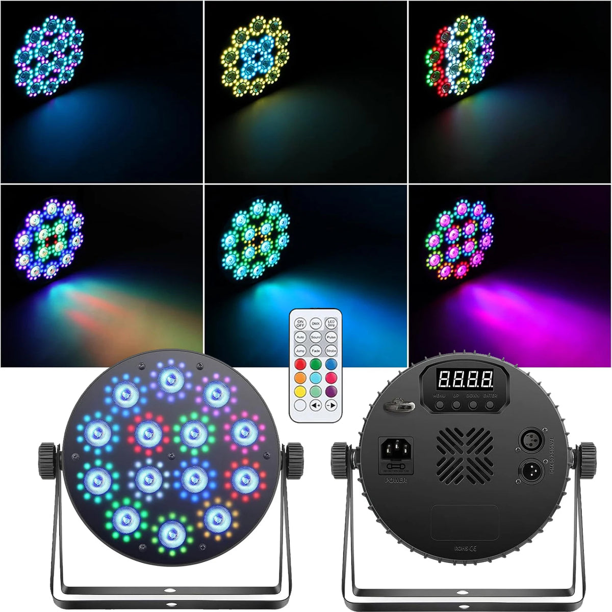 projecteur led 100w rgbw noir télécommande support rotatif scène dj moderne professionnel