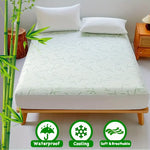 housse matelas imperméable antiacariens bambou ventilée élastique moderne blanc vert clair