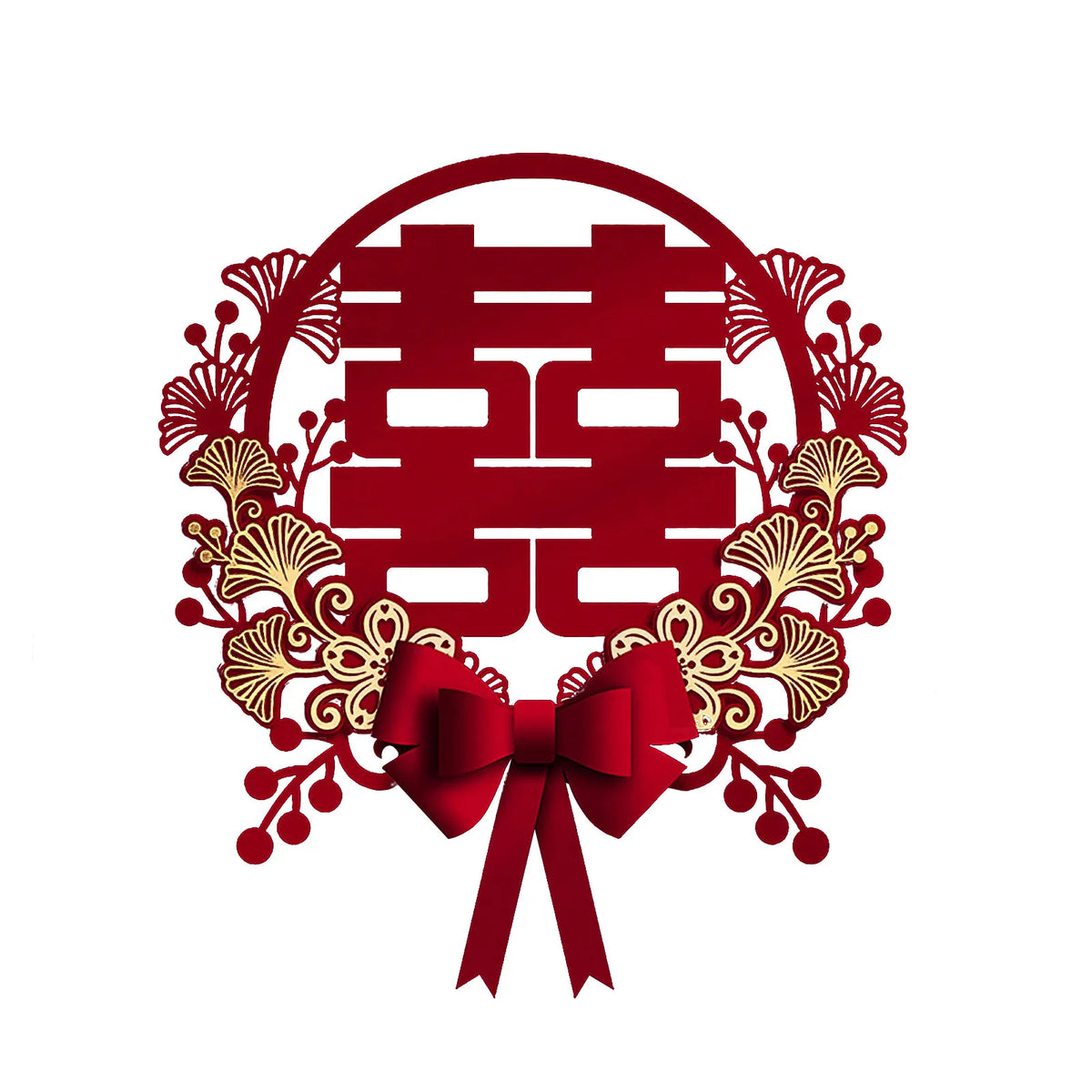 décoration murale mariage double bonheur rouge or papier découpé traditionnel chinois festive élégante