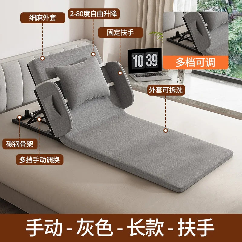 lit pliant moderne gris toile lin coussin oreiller support tablette