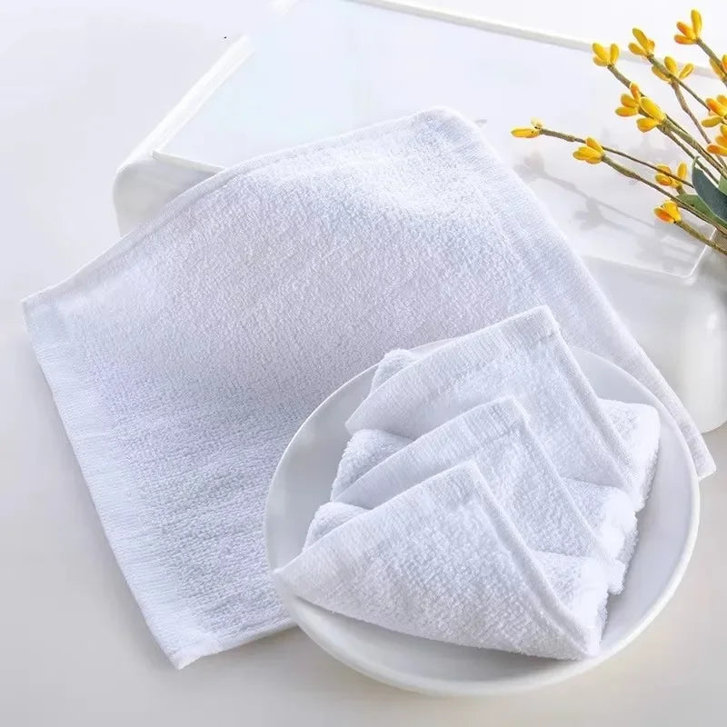 serviettes faciales coton blanc absorbantes maison restaurant 25x25cm classiques pliables