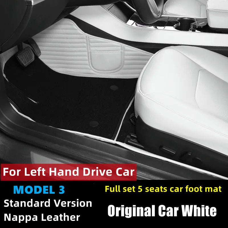 tapis sol voiture tesla model cuir artificiel fibre synthétique noir blanc moderne sac rangement