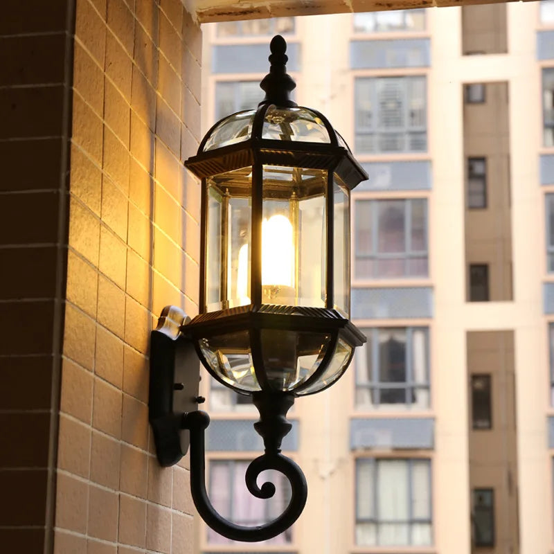 lampe murale classique vintage verre translucide noir doré fixée mur vis