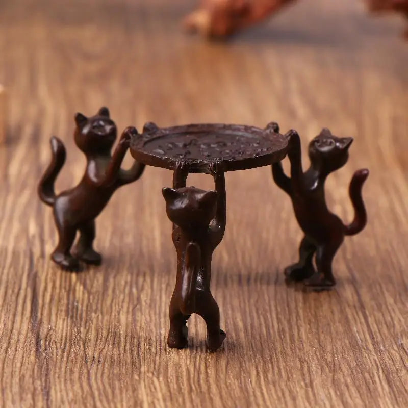 sculpture décoration maison trois chats table bronze motif floral traditionnel asiatique decoration chambre bougies