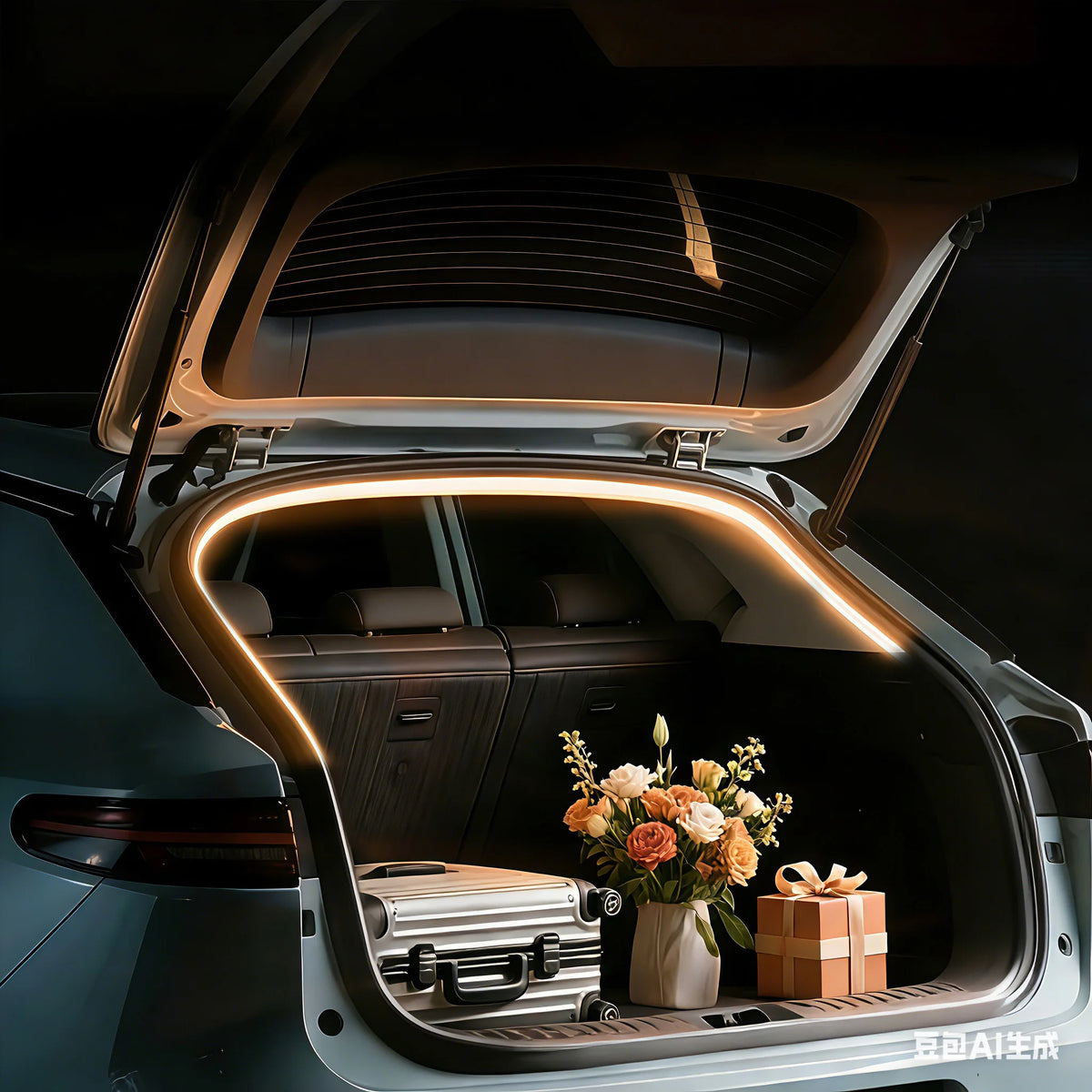 ruban lumineux flexible adhésif blanc moderne coffre arrière voiture led ambiance éclairage intérieur auto