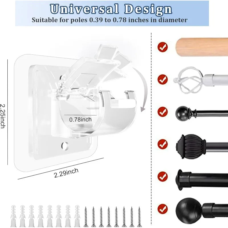 supports muraux adhésifs transparents modernes rideaux salle bain cuisine 12adhésifs 4vis 4têtesplates