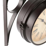 horloge murale classique vintage marron foncé cadran beige chiffres romains double sangle métallique