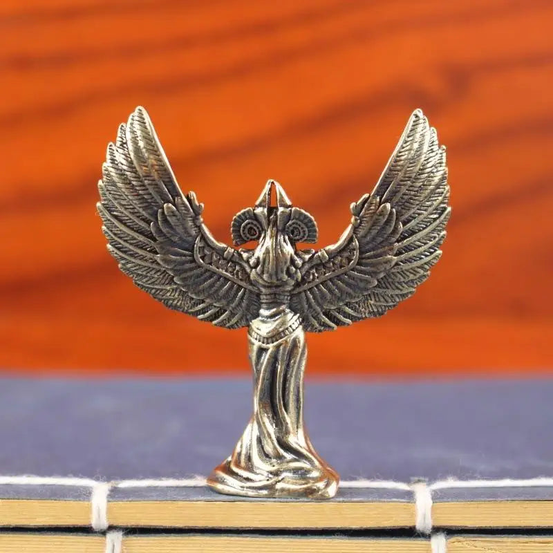 figurines angeliques resine detaillee ailes deployees antique dorure argentees