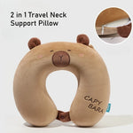 coussin support cou capybara peluche marron clair doux moelleux mignon voyage literie