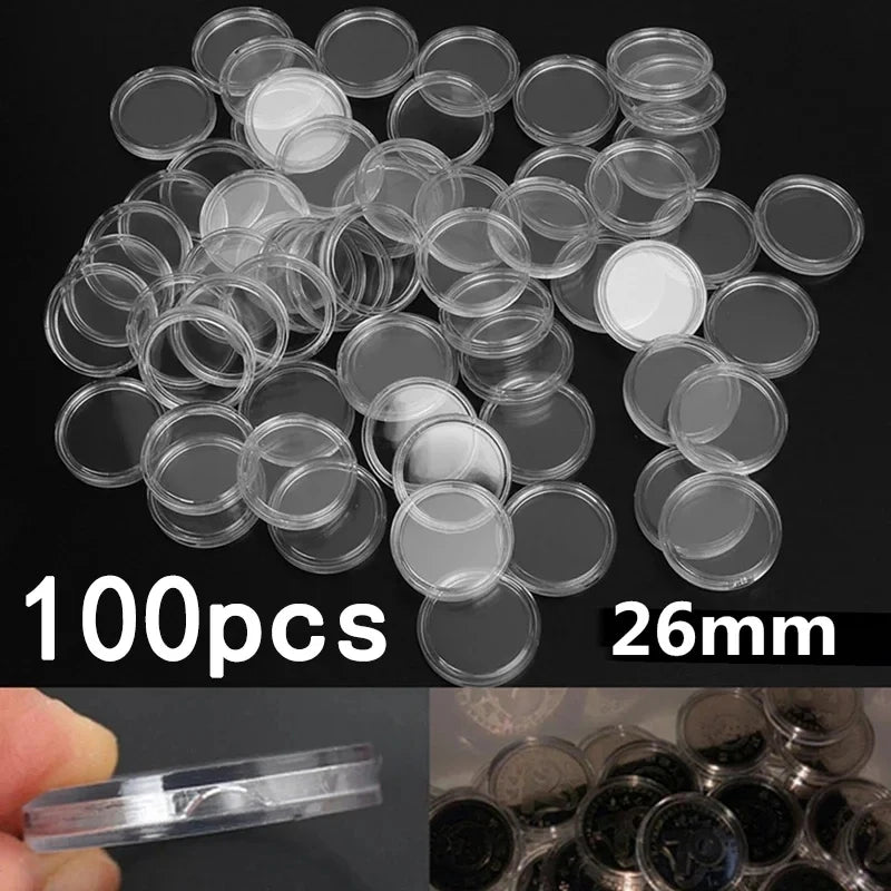 boîte rangement ronde plastique transparent capsules pièces monnaie collection