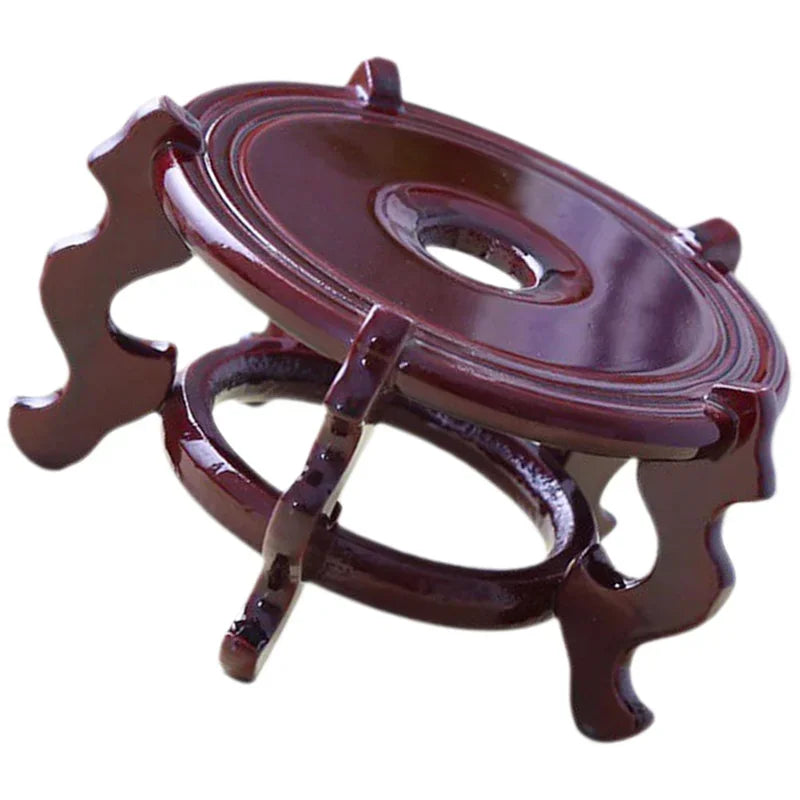supports bois marron plantes asiatique décoratif motifs sculptés 7cm hauteur 12cm diamètre