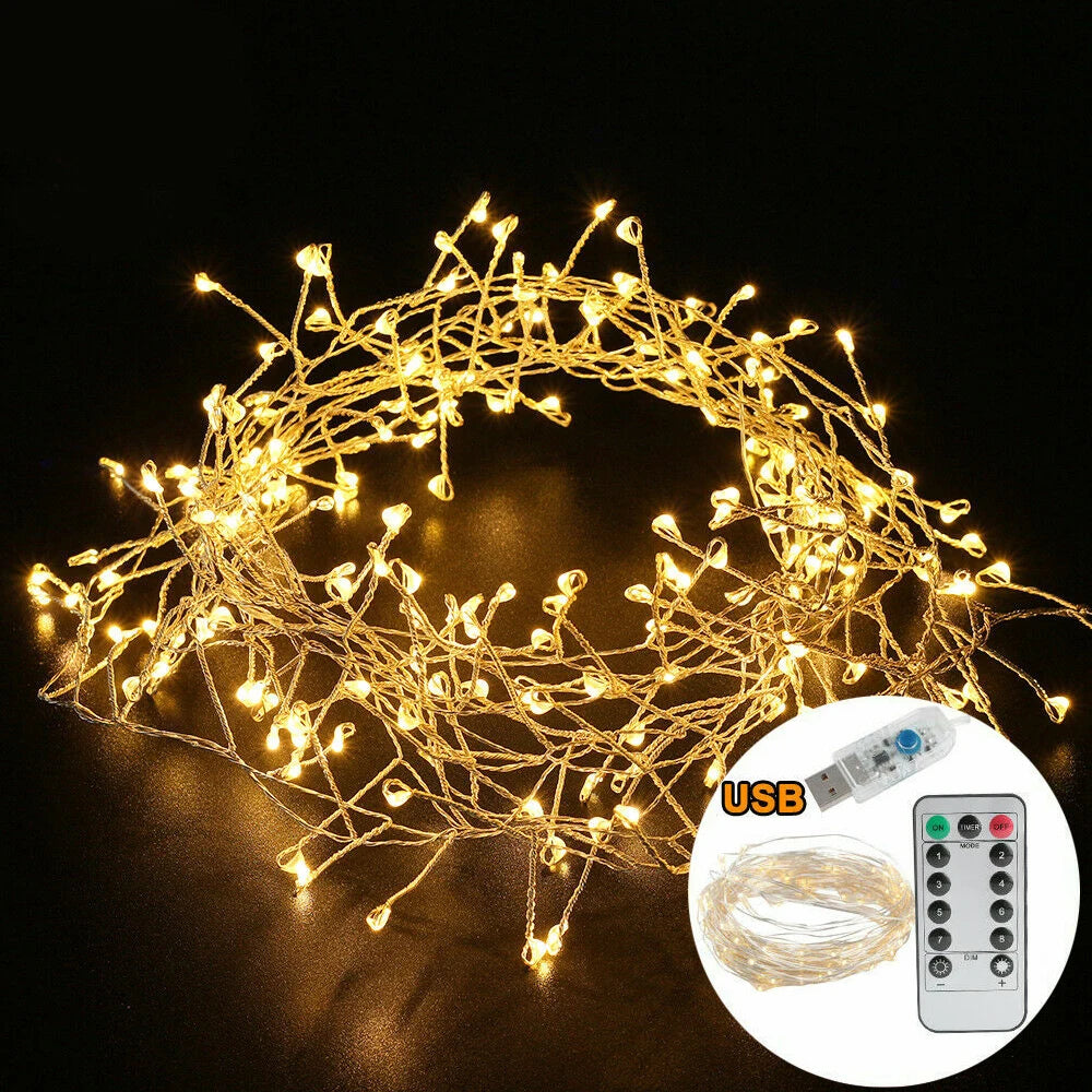 guirlande lumineuse led blanc chaud filament branché moderne décoration noël 3m 6m 100 leds