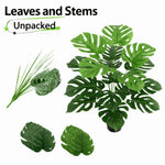 plantes artificielles grandes feuilles vertes blancs moderne tropicale décoration mur extérieur accrochées