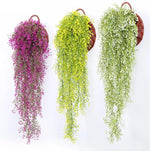 guirlande artificielle vigne violet vert blanc simple moderne extérieur accrochée fleurs anneaux métalliques