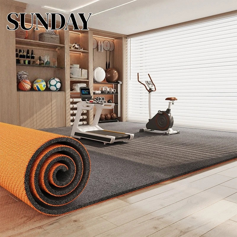 tapis sol rectangulaire rayures horizontales moderne noir orange adhésif maison chambre salon