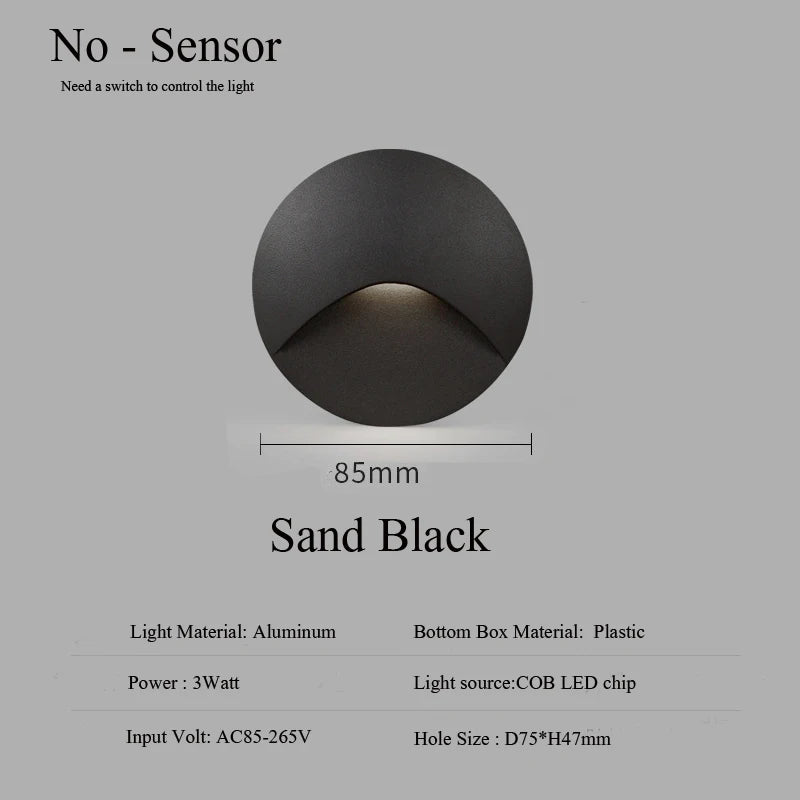 Éclairage extérieur applique LED moderne 3W blanc noir adhésif 85x85mm contemporain