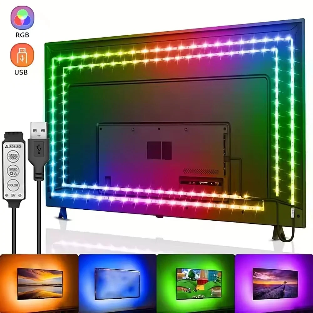 ruban led multicolore adhésif 5v boutons remote decoration moderne chambre cuisine