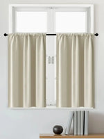 rideau moderne polyester uni beige clair opacité anneaux noirs lot grande taille cuisine