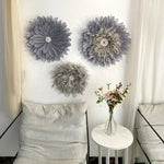 décoration murale fleurs artificielles rose clair moderne feuilles papier métal