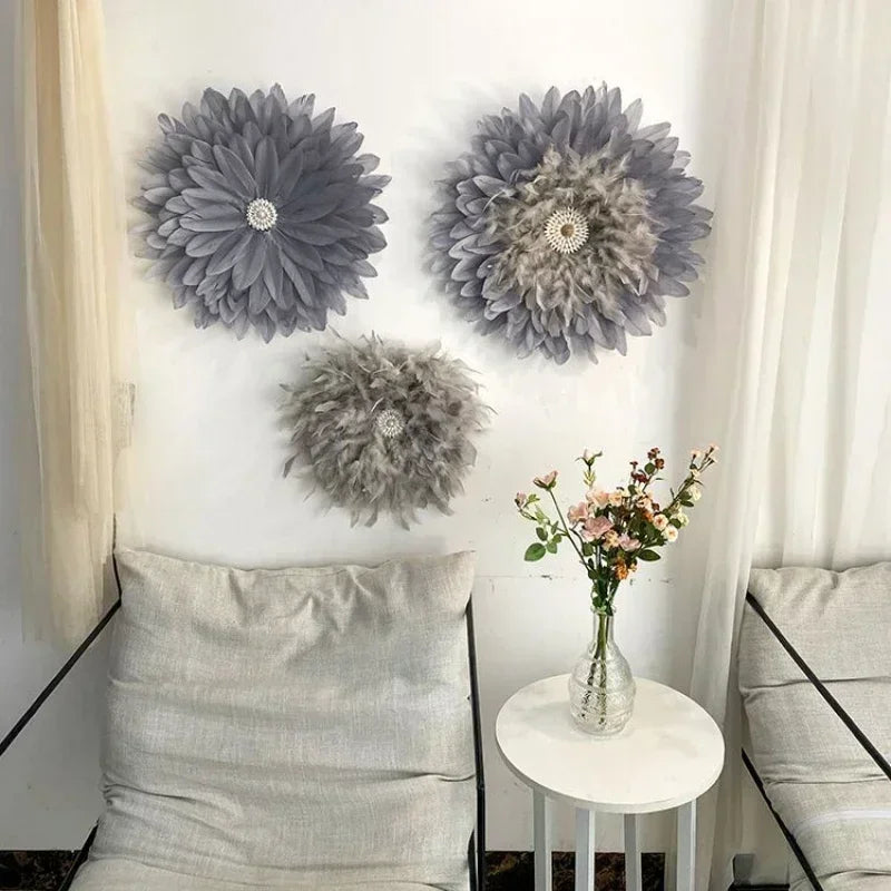 décoration murale fleurs artificielles rose clair moderne feuilles papier métal