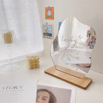 miroir transparent moderne pied bois ornement décoration maquillage