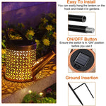 lampes solaires decoratives arrosoir bronze lumiere jaune ajourée rustiqueextérieur led ip65