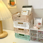paniers pliables rangement réutilisables blanc rose modernes perforés respectueux environnement multifonctionnels petits moyens