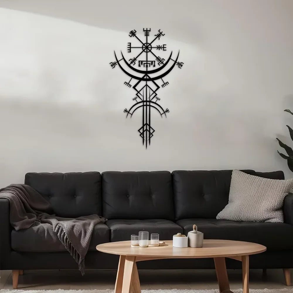 décoration murale moderne symbole viking noir adhésif abstraitintérieur art mural