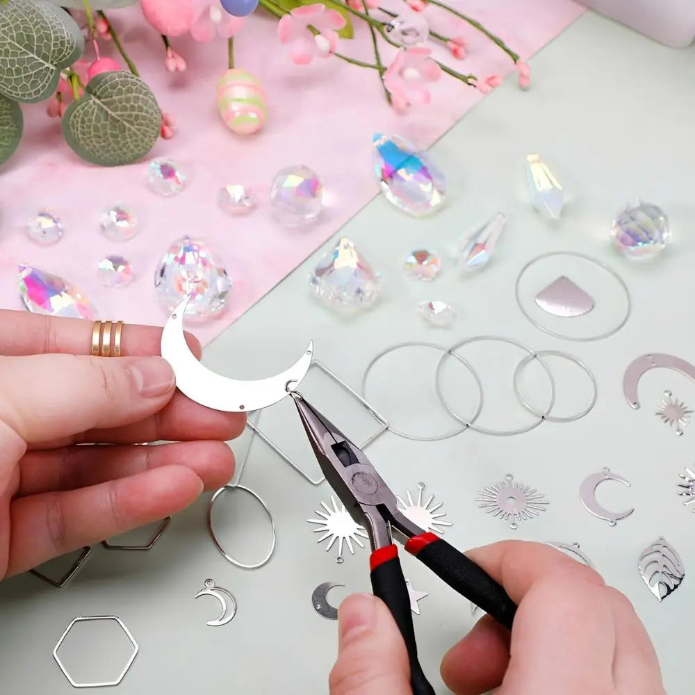 kits diy suncatchers bijoux cristaux irisés argentés formes géométriques bohèmes artisanal décoratif