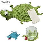 sous verres crochetés forme crocodile tortue couleur vert bleu transparents decoration animaux ludiques opaques