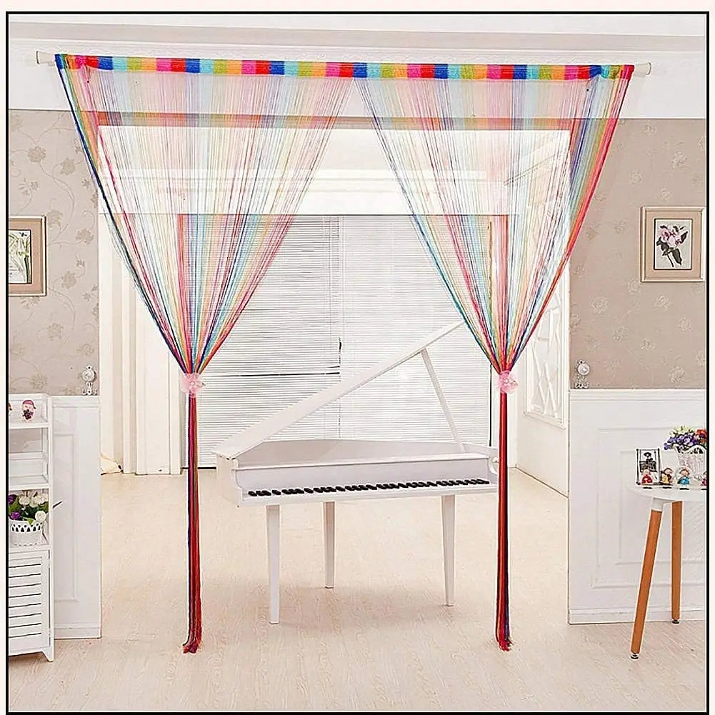 rideau multicolore rayures horizontales moderne translucide crochets métalliques 100cm 200cm