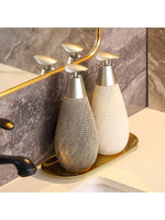 distributeur savon liquide mousse gris métallisé beige moderne élégant texture tissée marron clair foncé