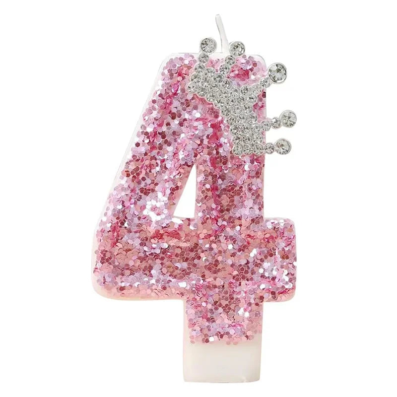 bougies chiffres anniversaire rose pailletées décoratives brillantes adhésives