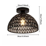 lampe moderne rustique rotin tressé naturel noir fixée sans ampoule