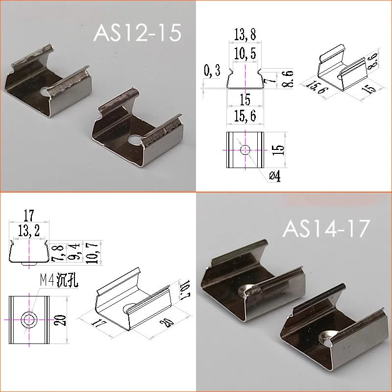 clips métalliques argentés industriels fixations support bandes led acier inoxydable certifications rohs