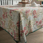 nappe table imprimée fleurs motifs floraux beige rose verte réutilisable machine toute l'année maison