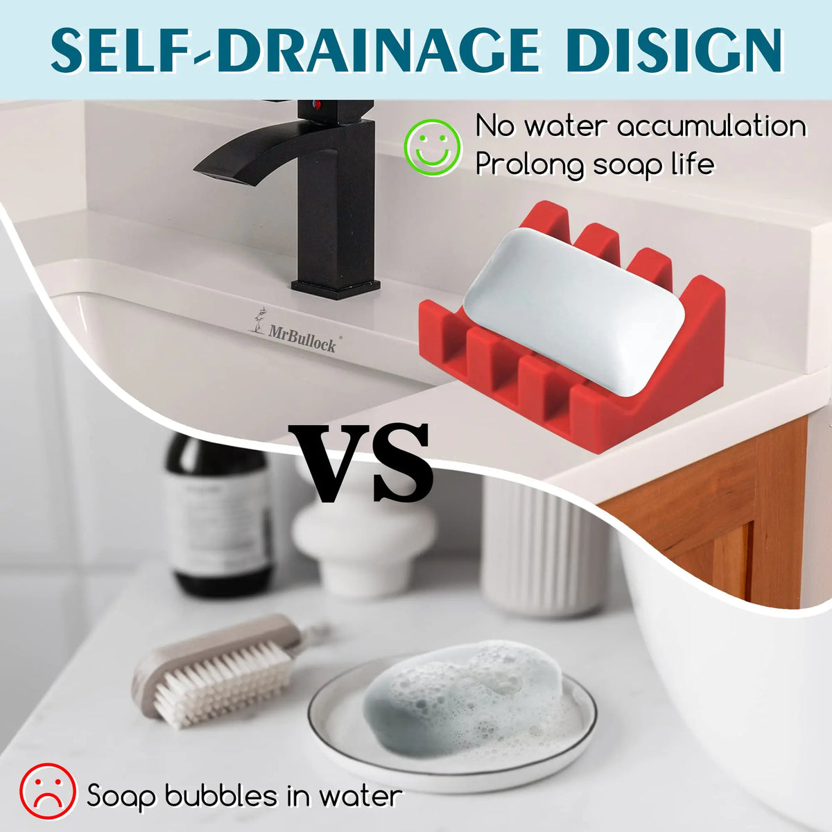 support savon silicone vert rouge moderne salle bain cuisine durable auto drainant éponges